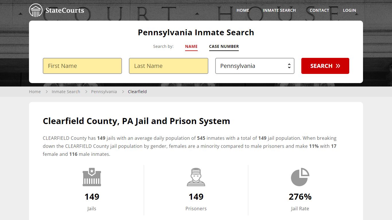 Clearfield County, PA Inmate Search - StateCourts